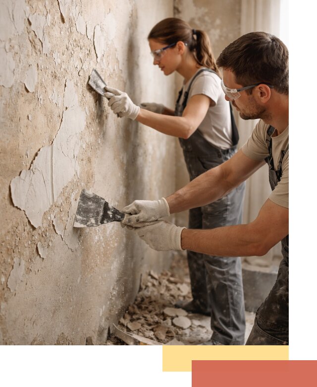 Снятие старой шпаклевки и подготовка поверхностей в Оренбурге