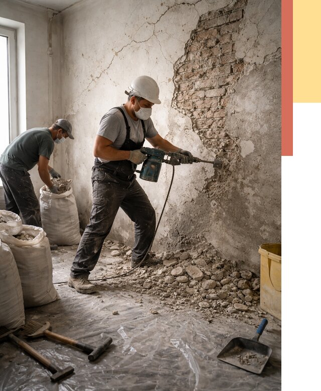 Демонтаж штукатурки со стен в Оренбурге от 7322 руб/м² — быстро и недорого | ОТДЕЛОЧНИК-Рнб