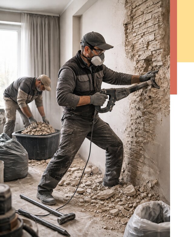 Демонтаж декоративного камня в Оренбурге от 1475 руб/м² — быстро и недорого | ОТДЕЛОЧНИК-Рнб