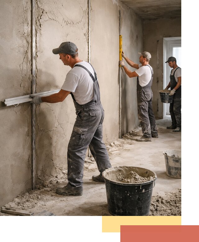 Штукатурка стен по маякам в Оренбурге — точная и ровная поверхность