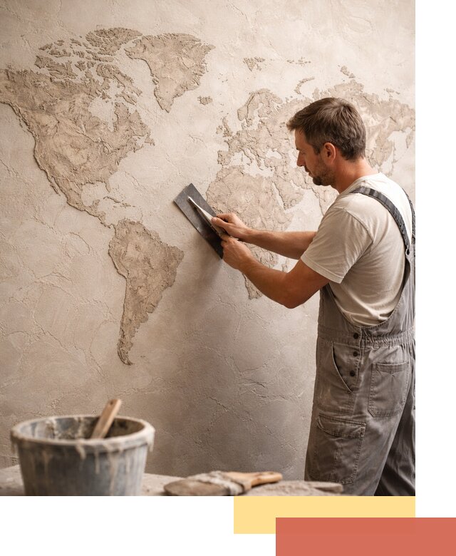 Декоративная штукатурка «Карта мира» под ключ в Оренбурге