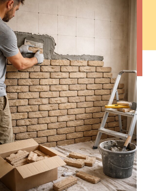 Монтаж декоративного кирпича в Оренбурге от 3254 руб./м² — быстро и недорого | ОТДЕЛОЧНИК-Рнб