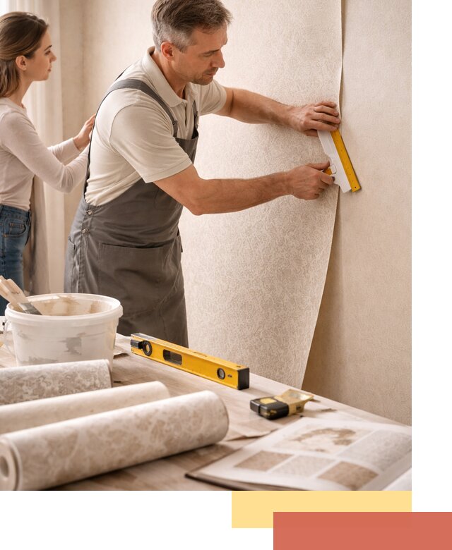 Поклейка обоев с подбором рисунка в Оренбурге