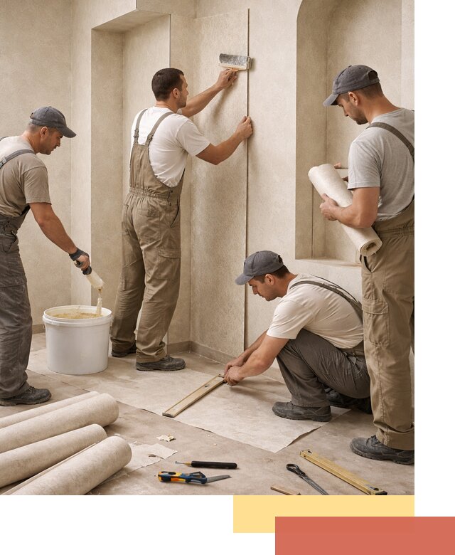 Поклейка обоев на сложные стены и неровные поверхности в Оренбурге