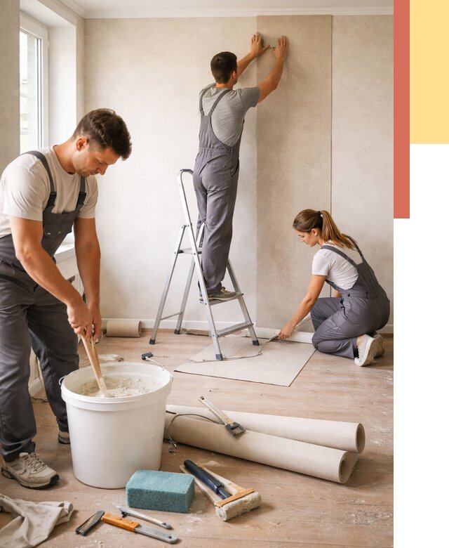 Оклейка стен обоями в Оренбурге от 3559 руб/м2 — быстро и недорого | ОТДЕЛОЧНИК-Рнб