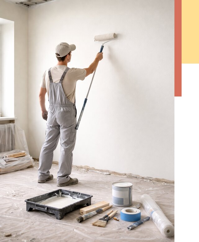 Покраска стен водоэмульсионной краской в Оренбурге от 458 руб. за м² | ОТДЕЛОЧНИК-Рнб