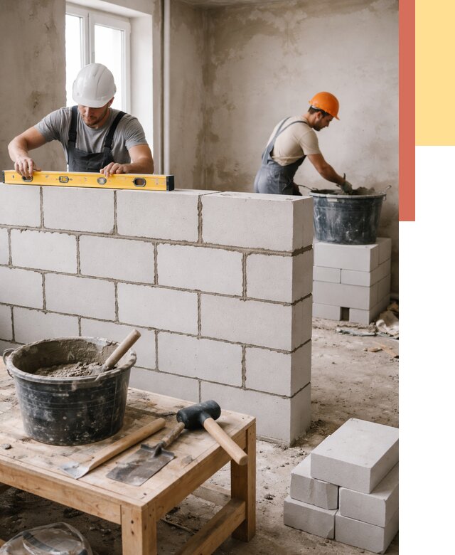 Кладка перегородок из газобетона в Оренбурге от 3254 руб. под ключ | ОТДЕЛОЧНИК-Рнб