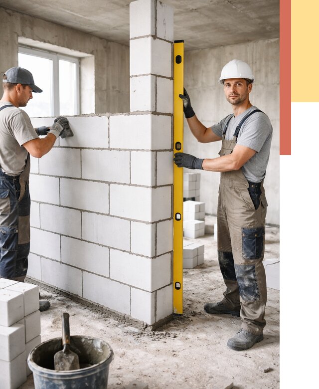 Кладка перегородок из пеноблока в Оренбурге от 1830 руб. под ключ | ОТДЕЛОЧНИК-Рнб