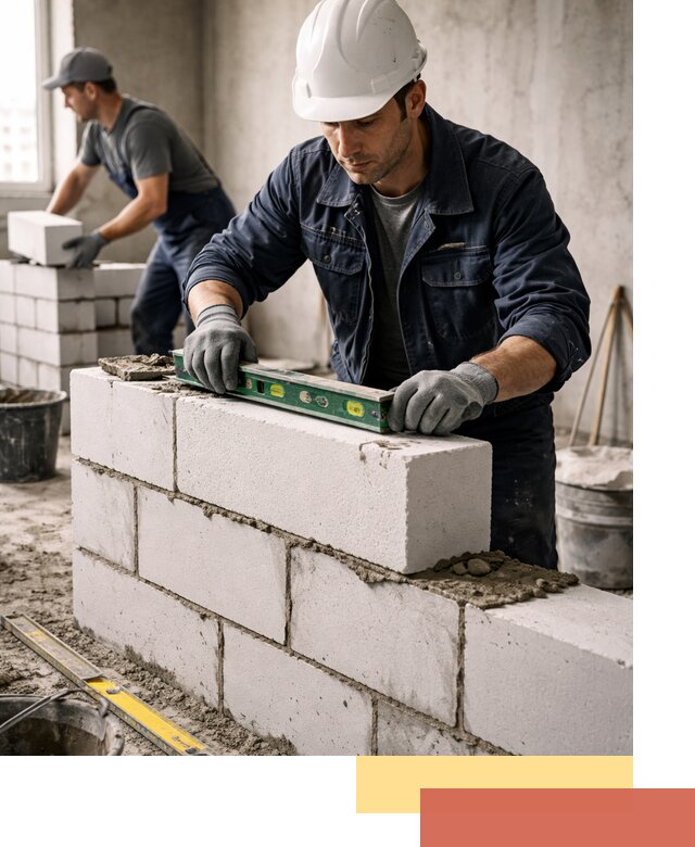 Кладка перегородок из пеноблока под ключ в Оренбурге