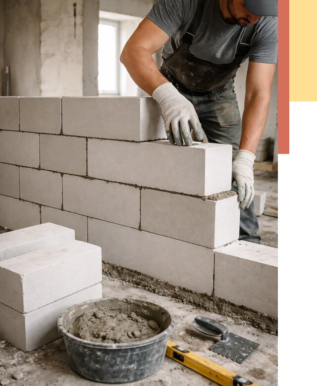 Кладка перегородок из силикатного блока в Оренбурге от 4068 руб. под ключ | ОТДЕЛОЧНИК-Рнб