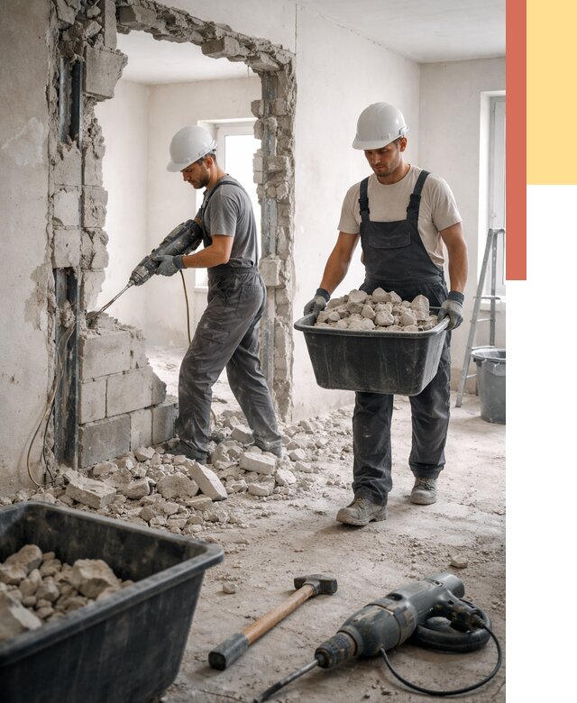 Демонтаж блоковых перегородок в Оренбурге от 3813 руб. — быстро и недорого | ОТДЕЛОЧНИК-Рнб