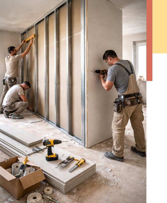 Монтаж однослойной перегородки из гипсокартона в Оренбурге от 661 руб. | ОТДЕЛОЧНИК-Рнб