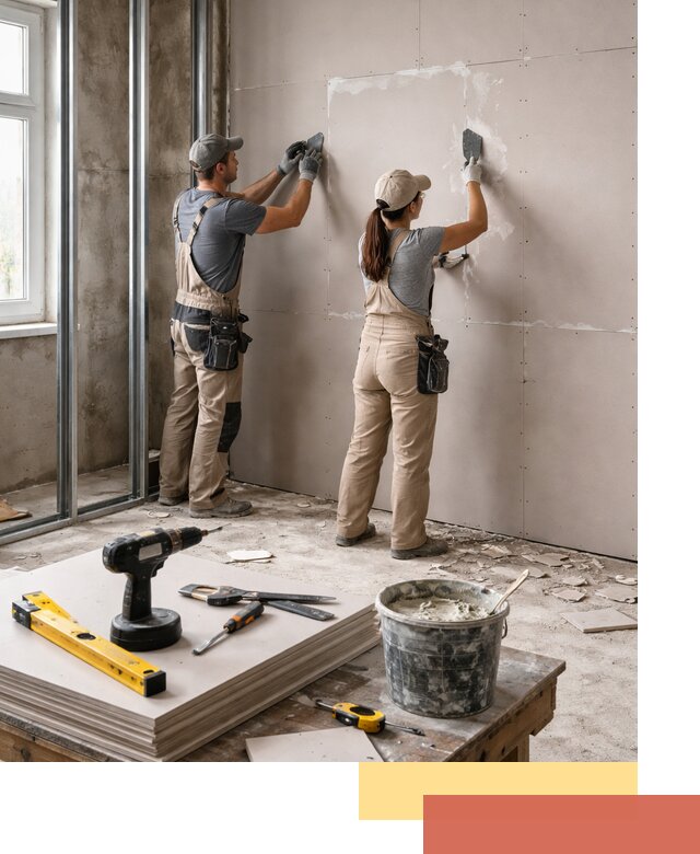 Монтаж двухслойной перегородки из гипсокартона в Оренбурге