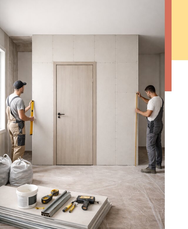 Перегородка из гипсокартона с дверью в Оренбурге от 4576 руб. под ключ | ОТДЕЛОЧНИК-Рнб