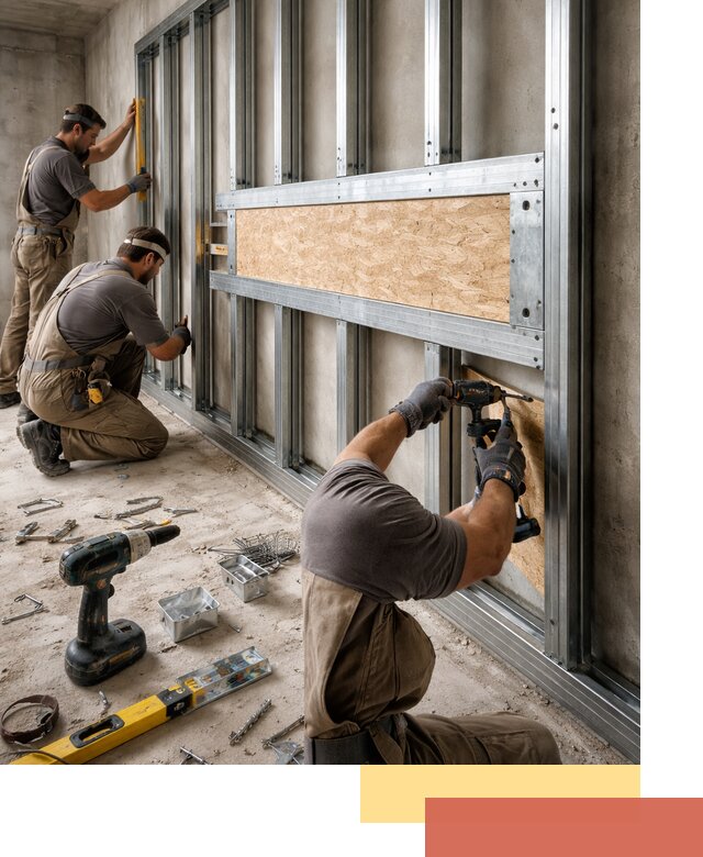 Усиленная перегородка для крепления тяжёлых конструкций в Оренбурге