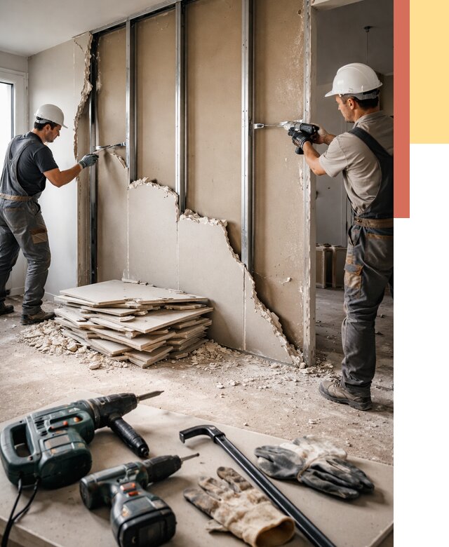 Демонтаж перегородки из гипсокартона в Оренбурге от 1220 руб. быстро и недорого | ОТДЕЛОЧНИК-Рнб