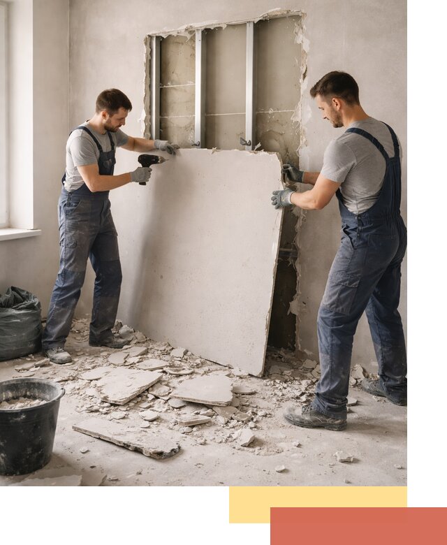 Демонтаж перегородки из гипсокартона в Оренбурге быстрый и аккуратный