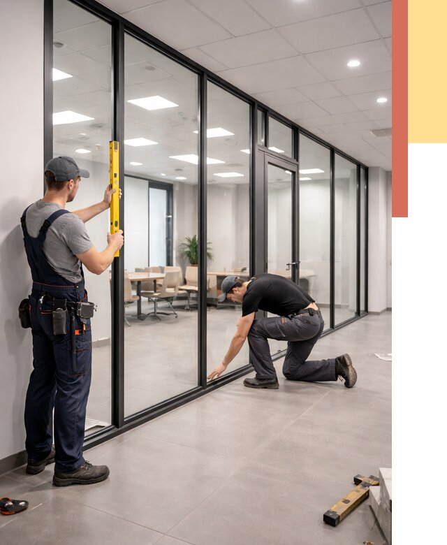 Каркасные стеклянные перегородки в Оренбурге под ключ от 9355 руб. | ОТДЕЛОЧНИК-Рнб