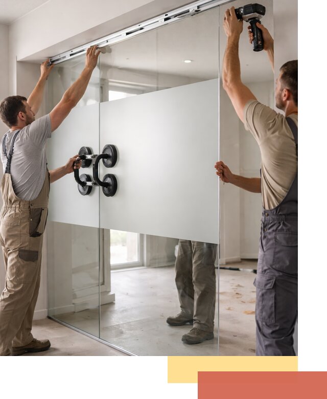 Матовые стеклянные перегородки под ключ в Оренбурге