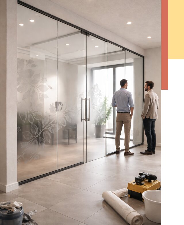 Стеклянные перегородки с рисунком в Оренбурге от 12711 руб. монтаж и нанесение | ОТДЕЛОЧНИК-Рнб