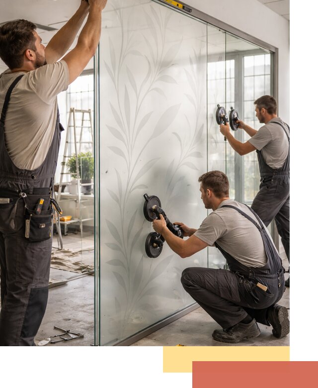 Стеклянные перегородки с рисунком на заказ в Оренбурге