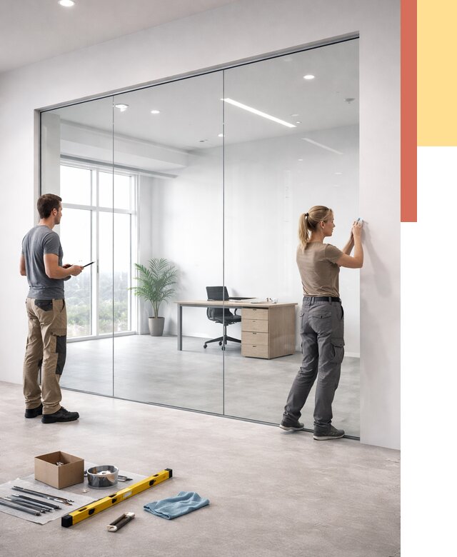 Перегородки из закаленного стекла в Оренбурге от 9661 руб. под ключ | ОТДЕЛОЧНИК-Рнб