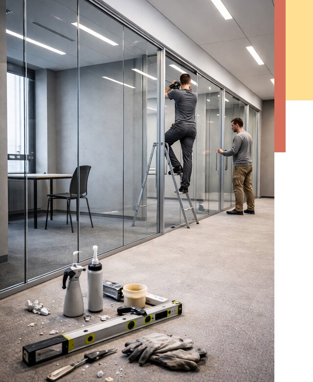 Стеклянные офисные перегородки в Оренбурге от 8644 руб. — монтаж и установка | ОТДЕЛОЧНИК-Рнб