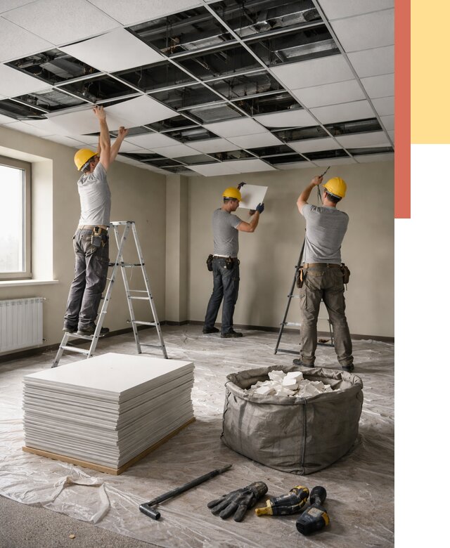 Демонтаж потолка Армстронг в Оренбурге от 4576 руб. быстро и недорого | ОТДЕЛОЧНИК-Рнб