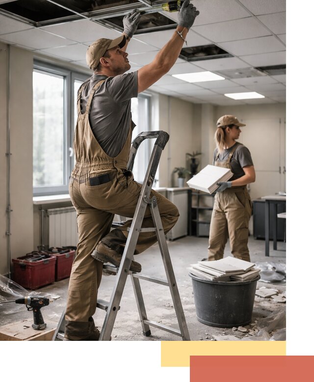 Ремонт потолка Армстронг и замена плит в Оренбурге