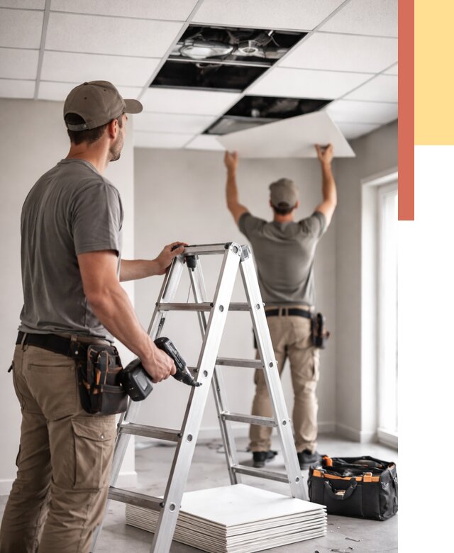 Обслуживание подвесного потолка в Оренбурге от 3559 руб. — быстро и недорого | ОТДЕЛОЧНИК-Рнб