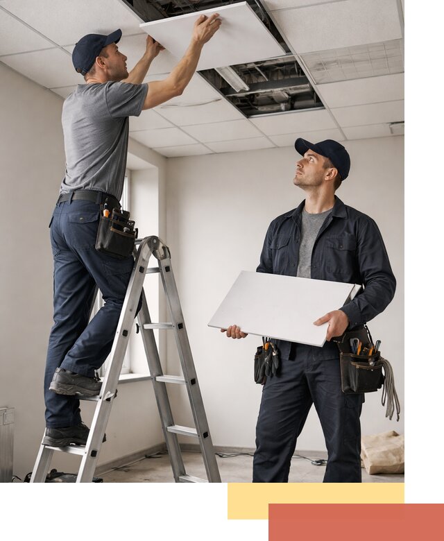 Обслуживание подвесного потолка в Оренбурге — ремонт и чистка