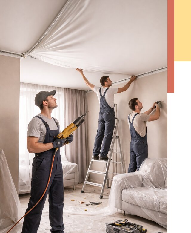 Установка натяжного потолка в Оренбурге от 4576 руб. | Быстро и недорого — ОТДЕЛОЧНИК-Рнб