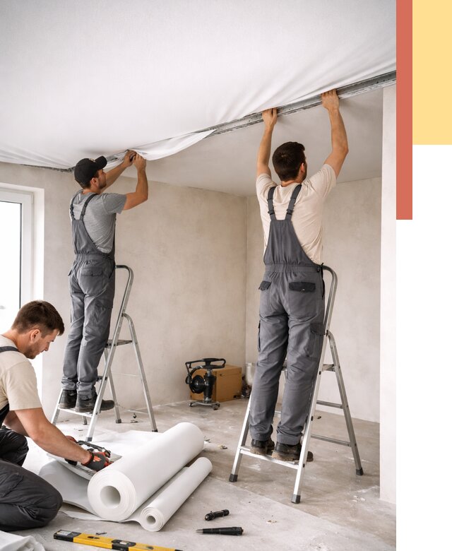 Монтаж тканевого натяжного потолка в Оренбурге от 3559 руб. под ключ | ОТДЕЛОЧНИК-Рнб