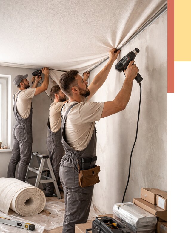 Монтаж фактурного натяжного потолка в Оренбурге от 763 руб. — ОТДЕЛОЧНИК-Рнб