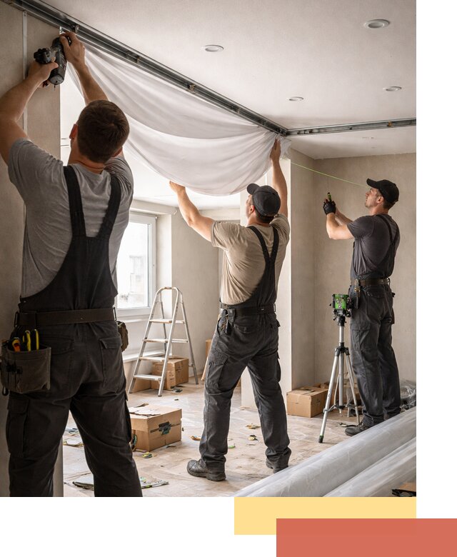 Монтаж парящего натяжного потолка под ключ в Оренбурге