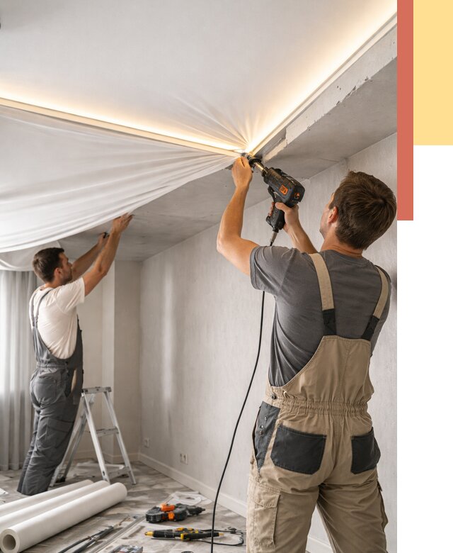 Монтаж натяжного потолка с подсветкой в Оренбурге от 966 руб. | ОТДЕЛОЧНИК-Рнб