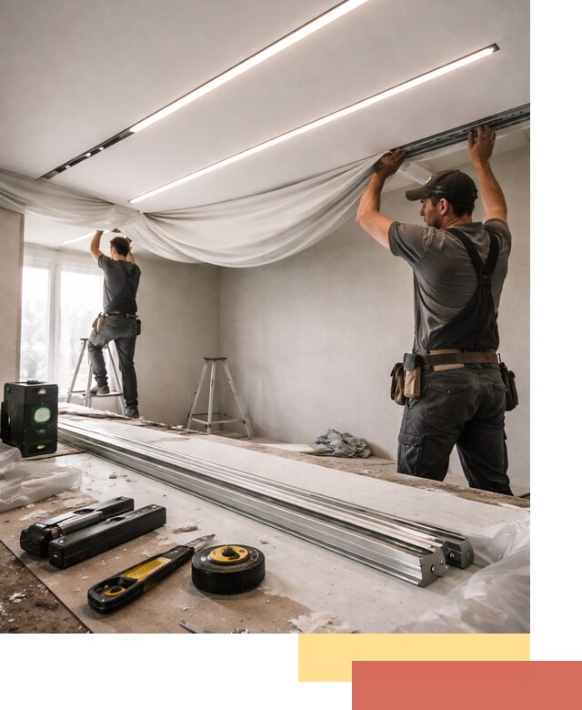 Монтаж натяжных потолков со световыми линиями в Оренбурге