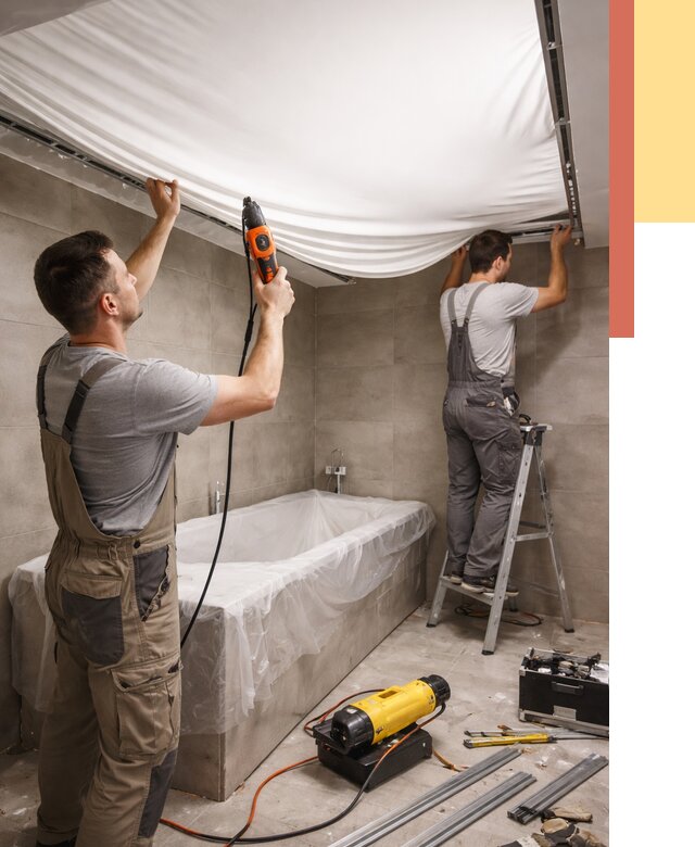 Монтаж натяжного потолка в ванной в Оренбурге от 1220 руб. под ключ | ОТДЕЛОЧНИК-Рнб