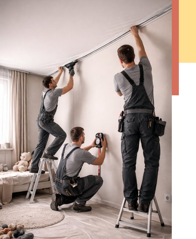 Монтаж натяжного потолка в детской в Оренбурге от 3559 руб. — быстро и недорого | ОТДЕЛОЧНИК-Рнб