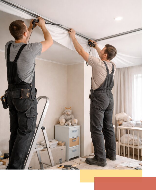 Монтаж натяжного потолка в детской комнате в Оренбурге