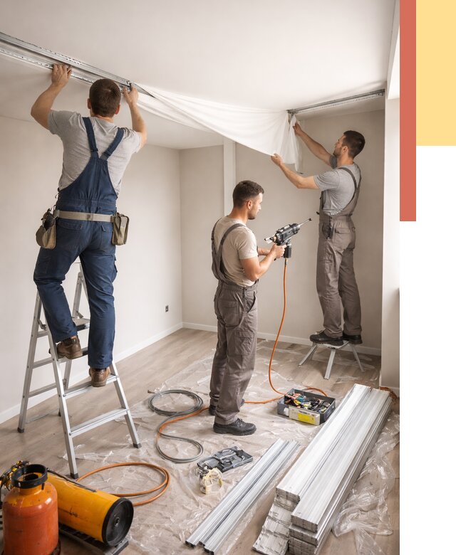 Монтаж натяжного потолка в студии в Оренбурге от 5593 руб. — быстро и недорого | ОТДЕЛОЧНИК-Рнб