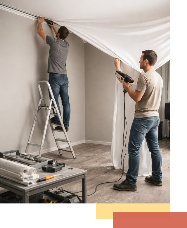 Монтаж натяжного потолка в студии в Оренбурге