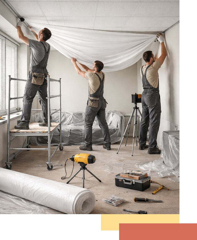 Монтаж натяжного потолка в офисе в Оренбурге