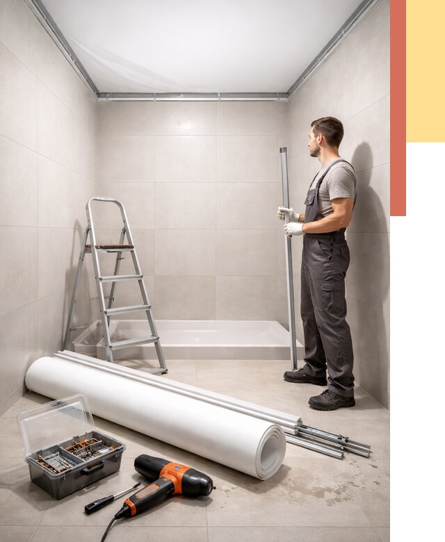 Монтаж натяжного потолка в санузле в Оренбурге от 1881 руб. — ОТДЕЛОЧНИК-Рнб