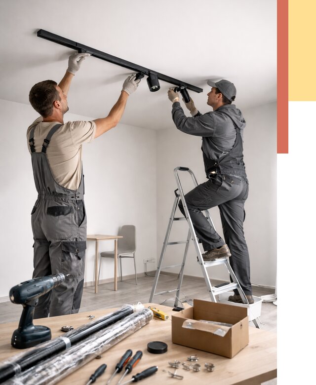 Установка трековых светильников в натяжной потолок в Оренбурге от 4271 руб. | ОТДЕЛОЧНИК-Рнб