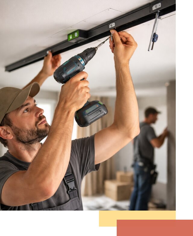 Установка трековых светильников в натяжной потолок в Оренбурге