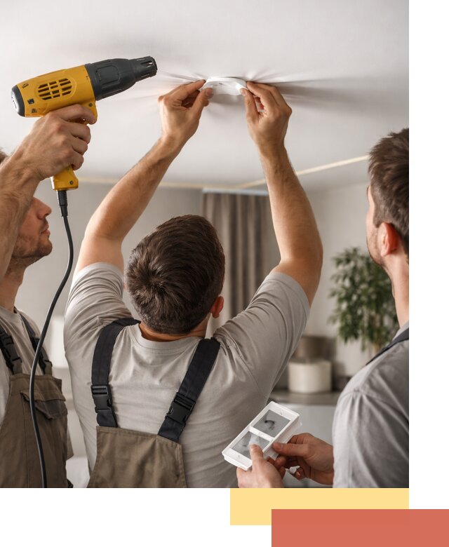 Ремонт прокола полотна натяжного потолка в Оренбурге