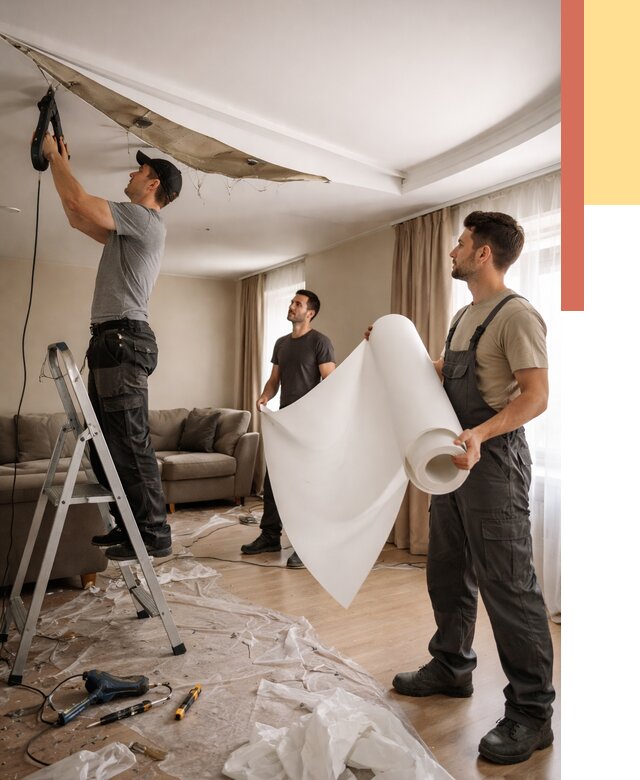 Замена полотна натяжного потолка в Оренбурге от 9661 руб. быстро и недорого | ОТДЕЛОЧНИК-Рнб