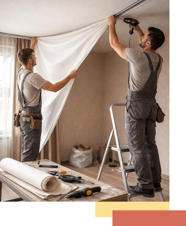 Замена полотна натяжного потолка в Оренбурге быстро и качественно