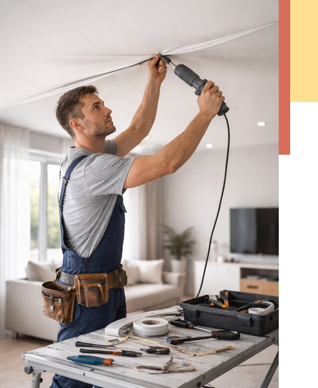 Ремонт натяжных потолков в Оренбурге от 9661 руб. под ключ — ОТДЕЛОЧНИК-Рнб